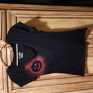 New Upcycled Black Cotton/Spandex Avento Jack Lantern Tee Shirt